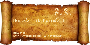 Huszárik Kornél névjegykártya